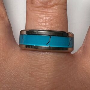 Turquoise Simulant Ring Band, Size 10